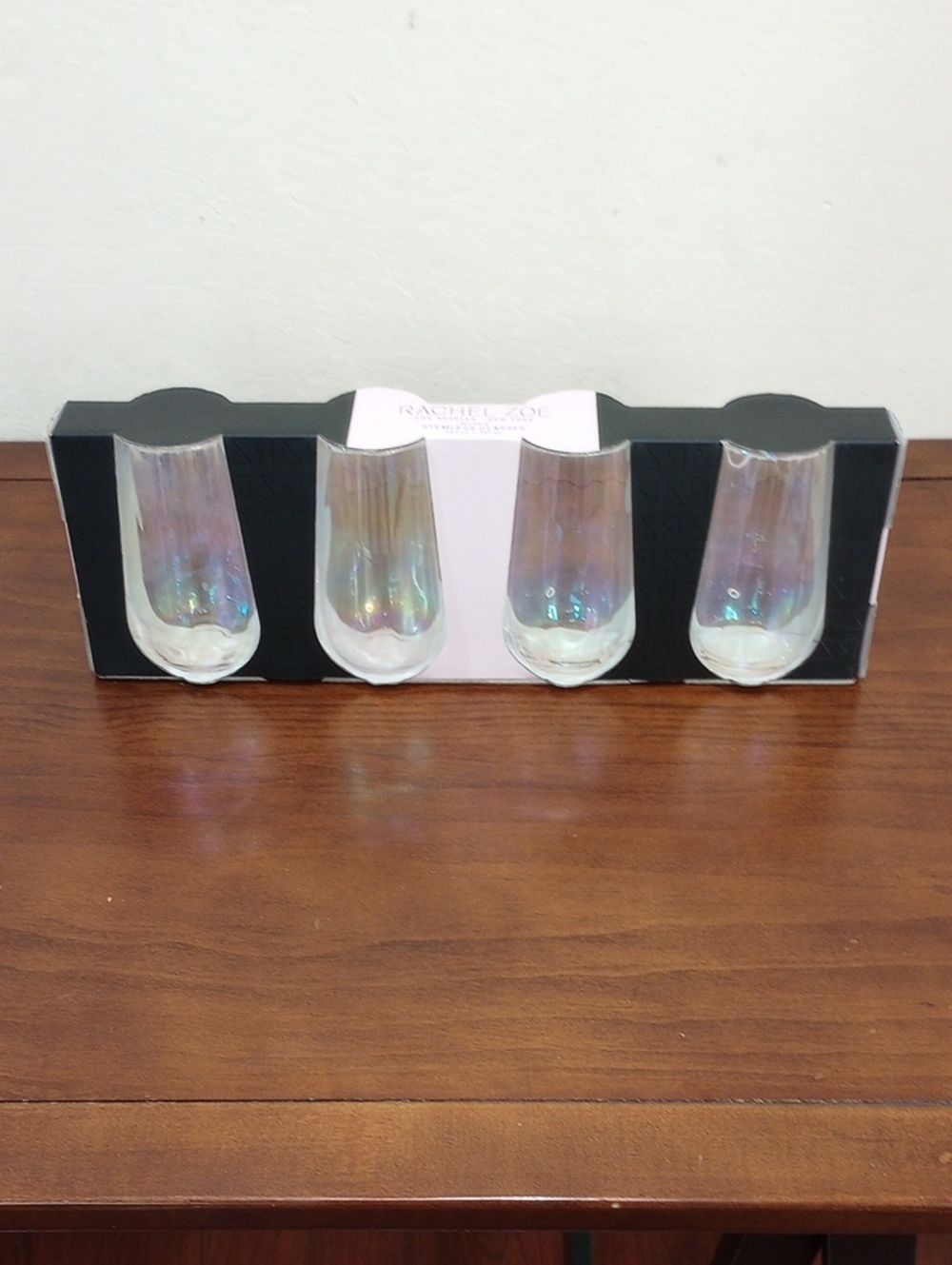 Rachel Zoe Iridescent Stemless Glasses, Set Of 4 - New!